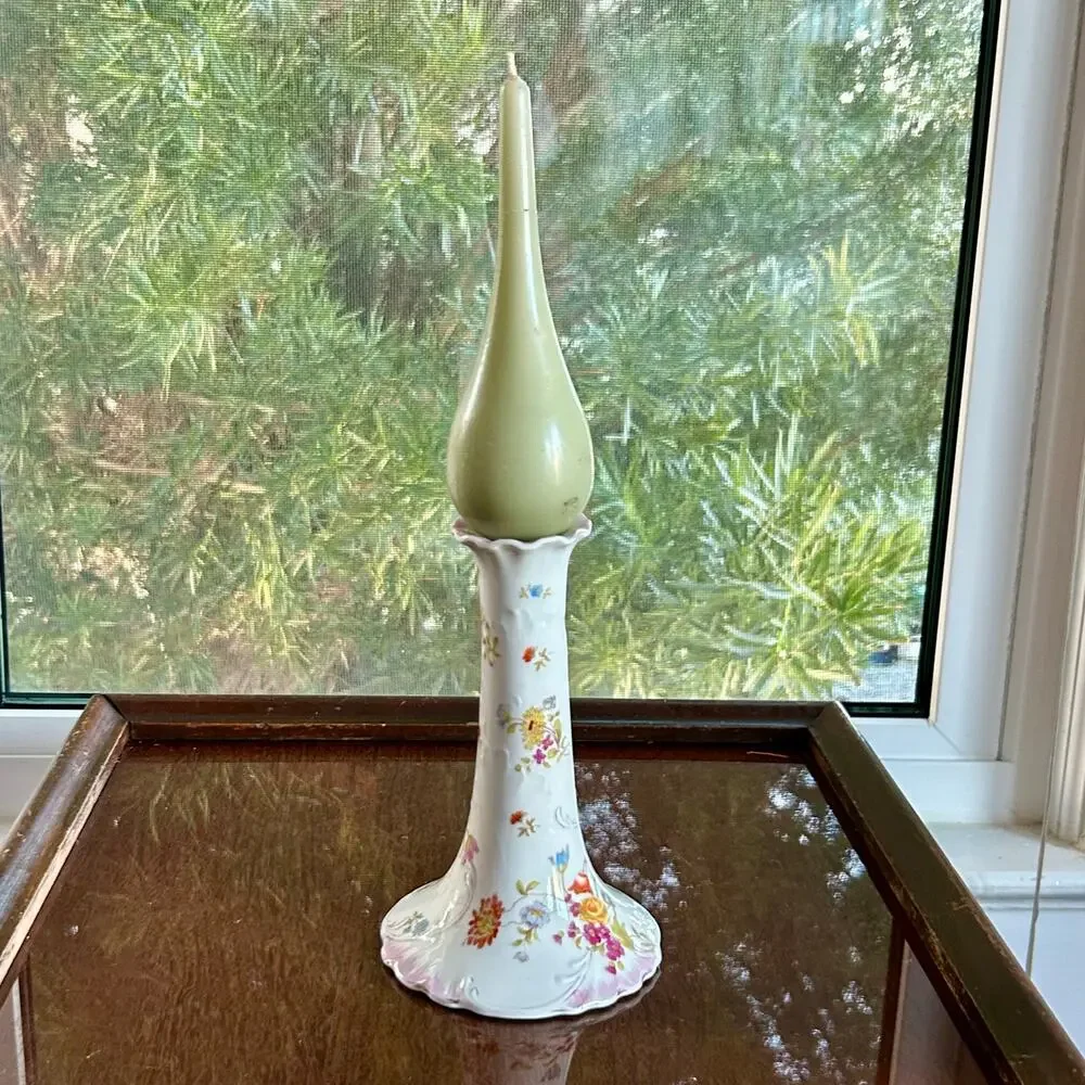 Vintage Floral Candleholder by Carlsbad China, Made in Austria